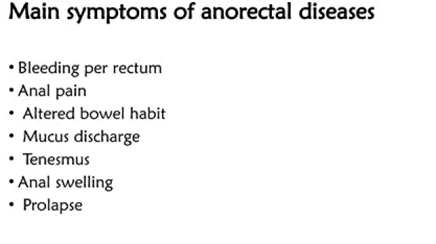 Side-by-side anatomical views showing hard stool in the colon, a small tear in the anal canal, and swollen hemorrhoidal tissue