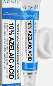 Clear tube of azelaic acid acne cream