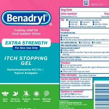 Left side: a bottle of oral Benadryl pills. Right side: a jar of Benadryl topical cream
