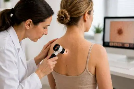 Doctor consulting a patient during a skin examination