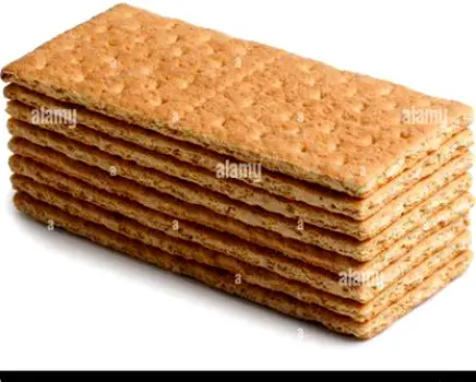 Stack of rectangular graham crackers with a light brown, slightly textured baked surface