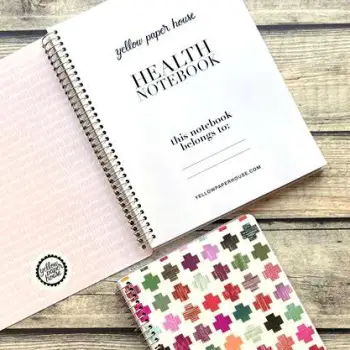 Open health notebook with simple wellness notes
