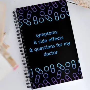 Notebook with a list of health questions