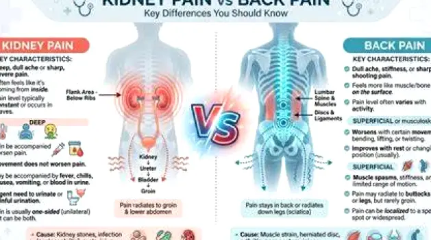 Person seated and holding one side of the mid-back just below the ribs while another view shows bending with lower-back muscle strain