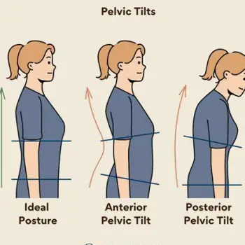 Person lying on back with knees bent, flexing the pelvis to flatten the lower back against the floor
