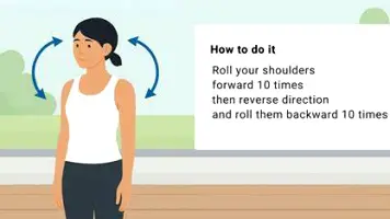 Person sitting upright and slowly rolling their shoulders backward
