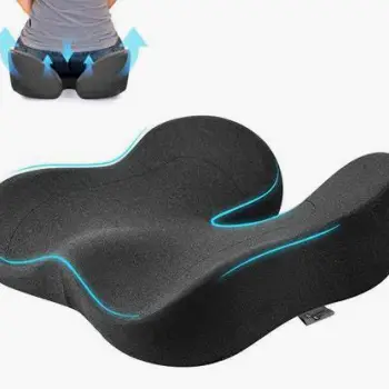 A U-shaped buttock cushion with a central cutout designed to relieve pressure on the tailbone.