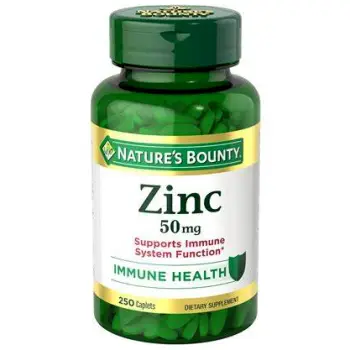 Bottle of zinc supplement tablets